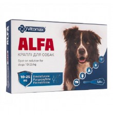 Краплі протипаразитарні Альфа Alfa для собак 10 – 25 кг 3,6 мл*1 ампула Vitomax 