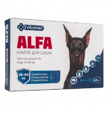 Краплі протипаразитарні Альфа Alfa для собак 25 – 40 кг 4,7 мл*1 ампула Vitomax 