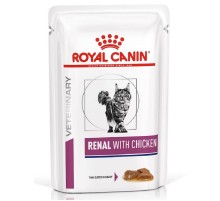 Корм для котов с болезнями почек Renal Feline Chicken с кусочками курицы в соусе 85 г Royal Canin