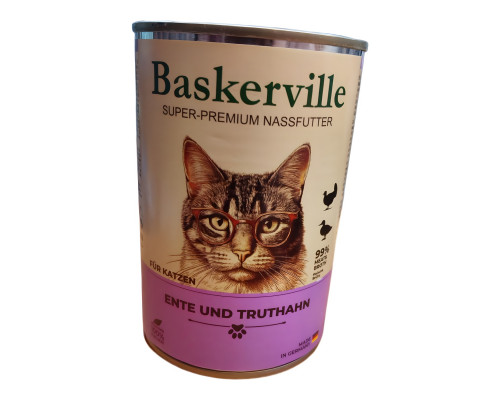 Корм для котів Баскервіль з качкою та індичкою 400 г Baskerville