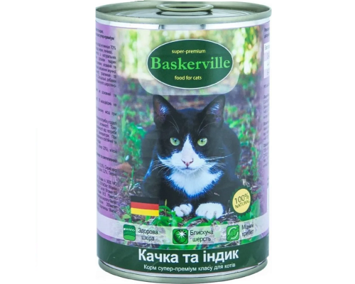 Корм для котов Баскервиль с уткой и индейкой 400 г Baskerville