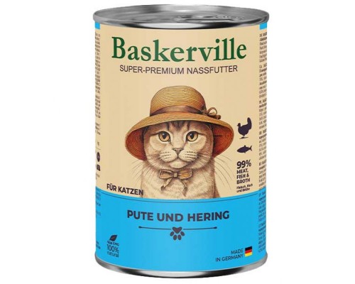 Корм для котов Баскервиль индейка с рыбой 400 г Baskerville