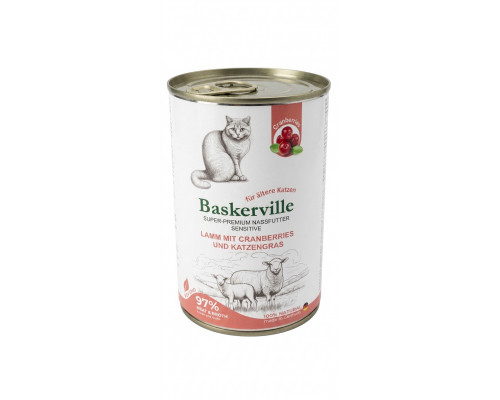 Корм для котов Баскервиль с ягненком клюквой и травой 400 г Baskerville