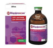 Раствор для инъекций Марфлоксин 10 % для лечения маститов и заболеваний органов дыхания 100 мл КРКА