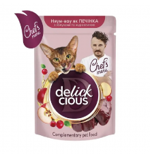 Лакомство для котов Chef's menu печенка, яблоко и клюква 85 г Delickcious