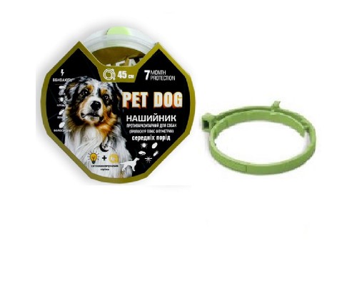 Ошейник Пет Pet DOG светонакопительная лента 45 см зеленый пропоксур+флуметрин
