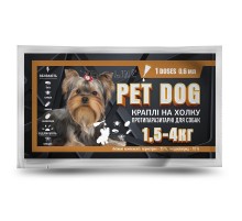 Капли для собак 1,5-4 кг Pet Dog от блох клещей и власоедов 1 пипетка 0,6 мл Круг