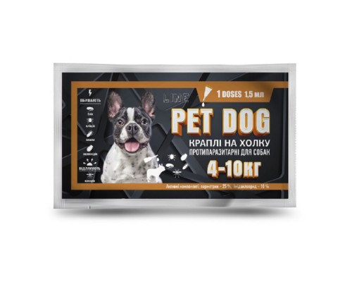 Капли Pet Dog антипаразитарные  для собак весом 4-10 кг 1,5 мл Круг