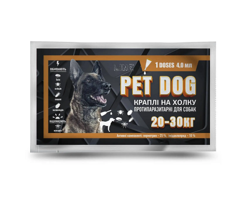 Краплі Pet Dog антипаразитарні для собак вагою 20-30 кг 4 мл