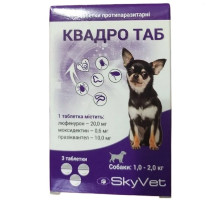 Таблетки для собак 1-2 кг КвадроТаб противопаразитарное средство №3 SkyVet срок 11.2026
