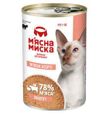 Корм для взрослых котов паштет мясное ассорти 415 г Мясная миска