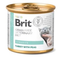 Корм для котов при мочекаменной болезни Struvite Cat Cans с индейкой и горохом 200 г Brit