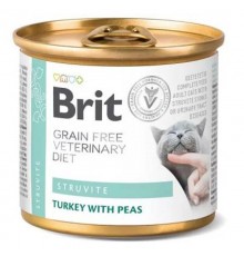 Корм для котов при мочекаменной болезни Struvite Cat Cans с индейкой и горохом 200 г Brit