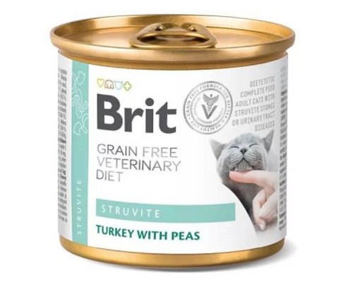 Корм для котов при мочекаменной болезни Struvite Cat Cans с индейкой и горохом 200 г Brit
