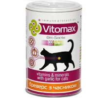 Таблетки для кошек Vitomax Фито Биостим витаминый комплекс с пивными дрожжами и чесноком №300 Vitomax