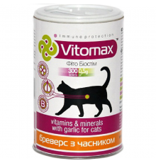 Таблетки для кошек Vitomax Фито Биостим витаминый комплекс с пивными дрожжами и чесноком №300 Vitomax