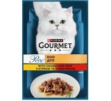 Корм для котів Gourmet Perle з куркою та яловичиною 85 г Purina