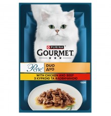 Корм для котов Gourmet Perle Duo с курицей и говядиной 85 г Purina