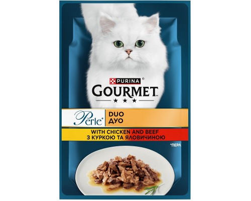 Корм для котов Gourmet Perle Duo с курицей и говядиной 85 г Purina