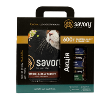 Сухий корм для котів із чутливим травленням Adult Cat Sensitive Digestion Fresh Lamb & Turkey зі свіжого м'яса ягняти та індички 2 кг + консервы 3*200г Набір Savory 