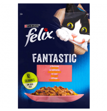 Корм для котов Felix Fantastic с лососем в желе 85 г Purina