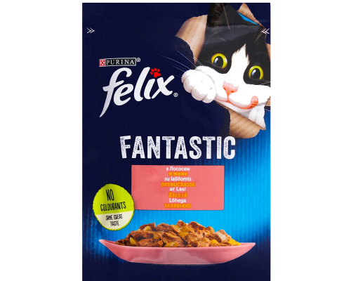Корм для котов Felix Fantastic с лососем в желе 85 г Purina