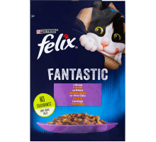 Корм для котов Felix Fantastic с ягненком в желе 85 г Purina