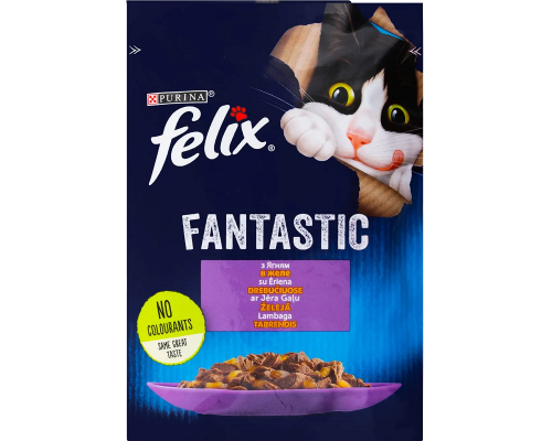 Корм для котов Felix Fantastic с ягненком в желе 85 г Purina