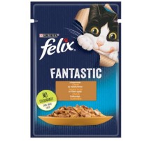 Корм для котів Felix Fantastic шматочки індички в желе 100 г Purina