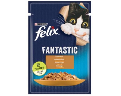 Корм для котов Felix Fantastic кусочки индейки в желе 100 г Purina