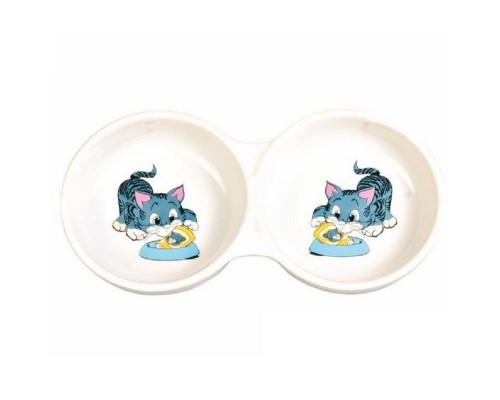 Миска для собак и котов керамическая двойная 2 х 150 мл Trixie 4014