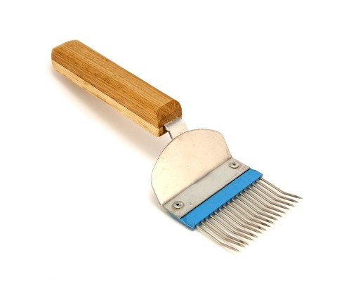 Вилка нержавіюча вигнута з дерев'яної ручкою