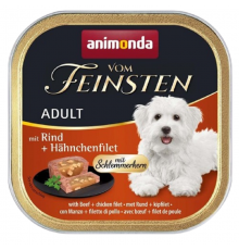 Корм д/собак Амонд  Vom Feinsten Adult with Beef + chicken filet консервований  з яловичиною і курячим філе 150 г AM-82301