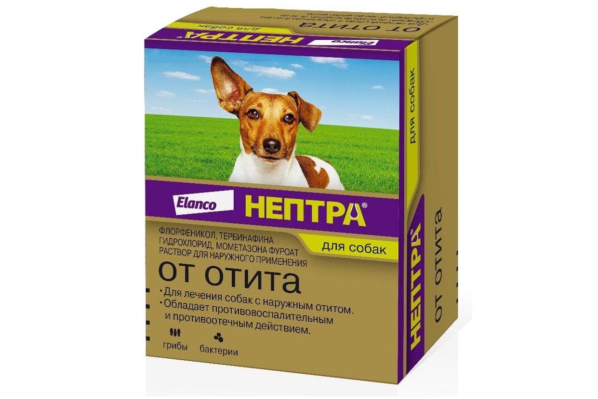 Нептра краплі вушні для собак 1мл №1 Elanco - Купити в Україні