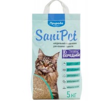 Наполнитель для кошачьих туалетов Sani Pet средний 1,5-3,5 мм бентонитовый комкующийся 5 кг Природа