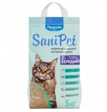 Наполнитель для кошачьих туалетов Sani Pet средний 1,5-3,5 мм бентонитовый комкующийся 5 кг Природа