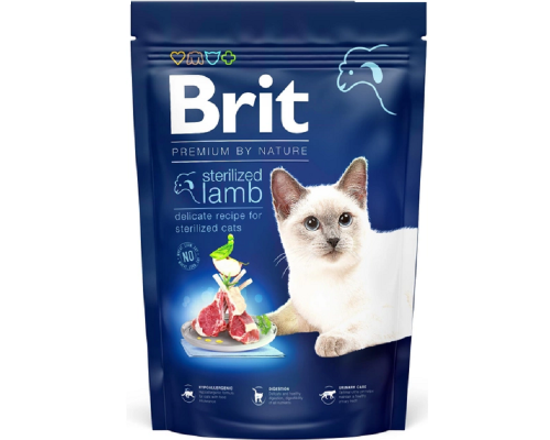 Корм Brit Premium сухий для стерилізованих котів Бріт Преміум Бай Нейчер Кет Стерилайзд з ягням 1,.5 кг