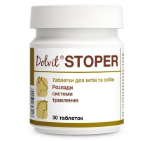 Таблетки для собак и котов Dolvit Stoper диетическая добавка для лечения острой диареи №30 Dolfos