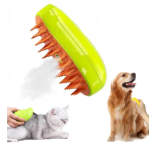 Паровая щетка массажер спрей 3 в 1 Pet Spray Massage Brush USB Желто-оранжевая для вычесывания собак и кошек с паровым распылителем