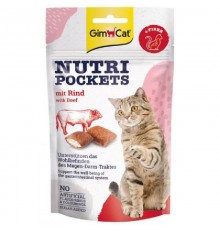 Лакомство для котов Nutri Pockets Beef and Malt с начинкой из говядины и солодовой пасты 60 г GimCat