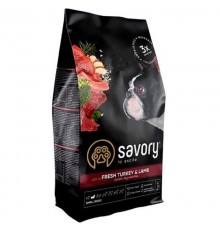 Сухой корм для собак малых пород Small Breed rich in Fresh Turkey & Lamb со свежим мясом индейки и ягненка 1 кг Savory
