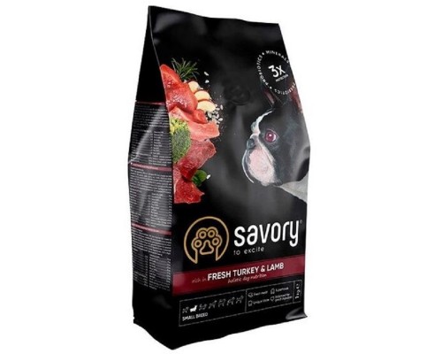 Корм д/соб Сейвори SAVORY сухой для малих порід зі свіжим ягням та індичкою 1кг 30341