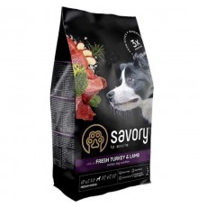 Корм SAVORY сухий для собак середніх  порід зі свіжим ягням та індичкою 3 кг 30266