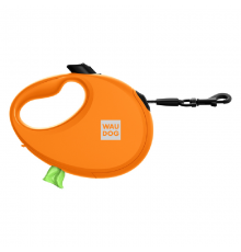 Поводок-рулетка для собак до 12 кг Waudog R-leash с контейнером для пакетов и светоотражающей лентой 3 м оранжевая Collar