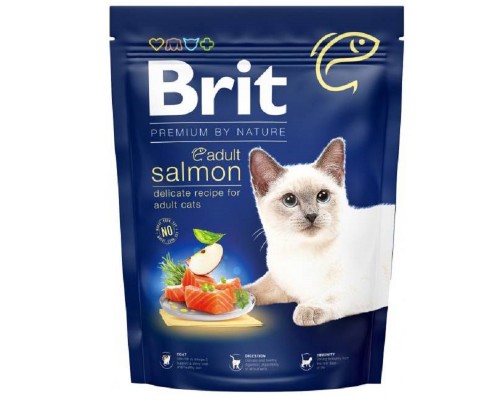 Корм д/кот Брит взрослых  Brit Premium by Nature Cat Adult Salmon лосось 300г