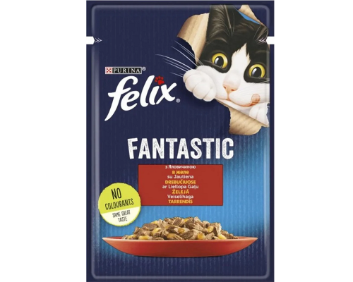 Корм для котів Felix Fantastic з яловичиною у желе 85 г Purina