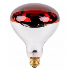 Лампа ИК для обогрева животных 175 W 240 V  LuxLight IR R125 твёрдое стекло красная Китай