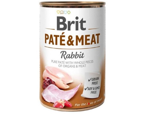 Вологий беззерновий корм для собак Brit Pat and Meat Dog консерва паштет із кролика 400 г