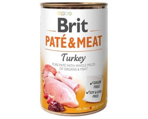 Корм для собак Pate and Meat Dog мясной паштет с цельными кусочками индейки 400 г Brit