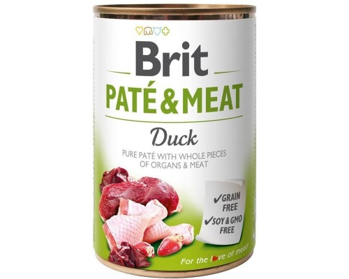 Вологий корм для собак Brit Pat and Meat Dog консерва паштет з качкою 400 г